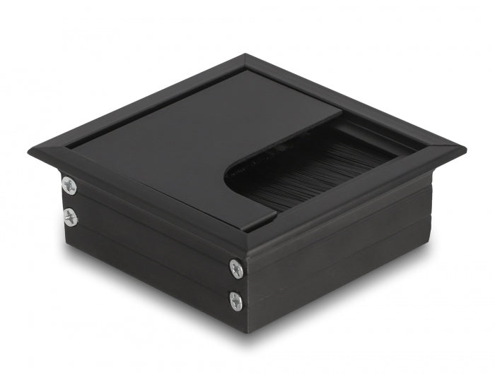 Delock Kabeldurchführung für Tischeinbau mit Bürste 80 x 80 x 28 mm schwarz