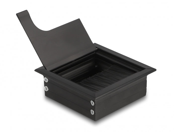 Delock Kabeldurchführung für Tischeinbau mit Bürste 80 x 80 x 28 mm schwarz