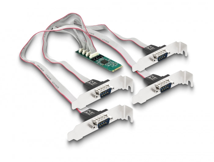 Delock M.2 Karte zu 4 x Seriell RS-232 DB9 mit Standard und Low Profile Slotblenden