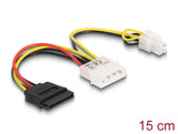 Delock Kabel Power Molex 4 Pin Stecker > SATA 15 Pin Buchse + P4 Stecker