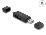 Delock Card Reader SuperSpeed USB 5 Gbps USB Type-C™ / Typ-A für SD und Micro SD Speicherkarten