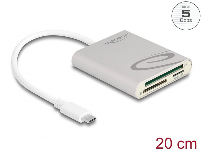 Delock Card Reader USB Type-C™ für Compact Flash, SD oder Micro SD Speicherkarten