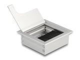 Delock Kabeldurchführung für Tischeinbau mit Bürste 80 x 80 x 28 mm silber