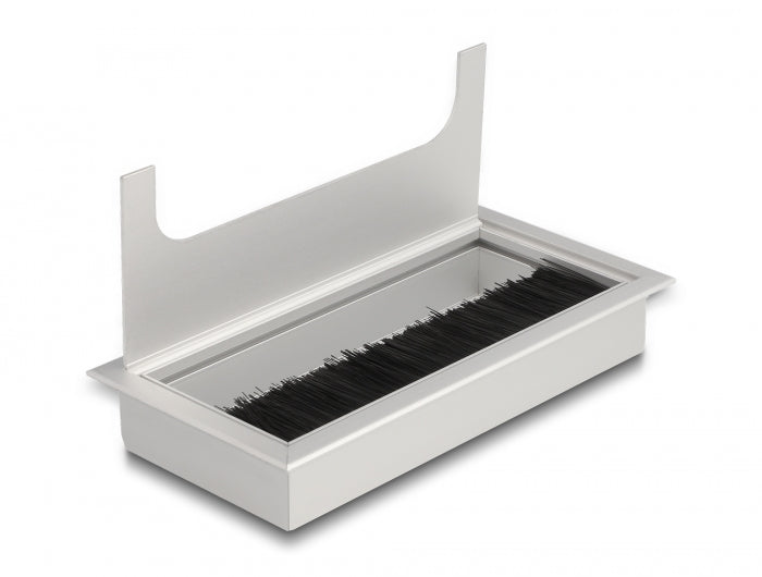 Delock Kabeldurchführung für Tischeinbau mit Bürste 160 x 80 x 28 mm silber