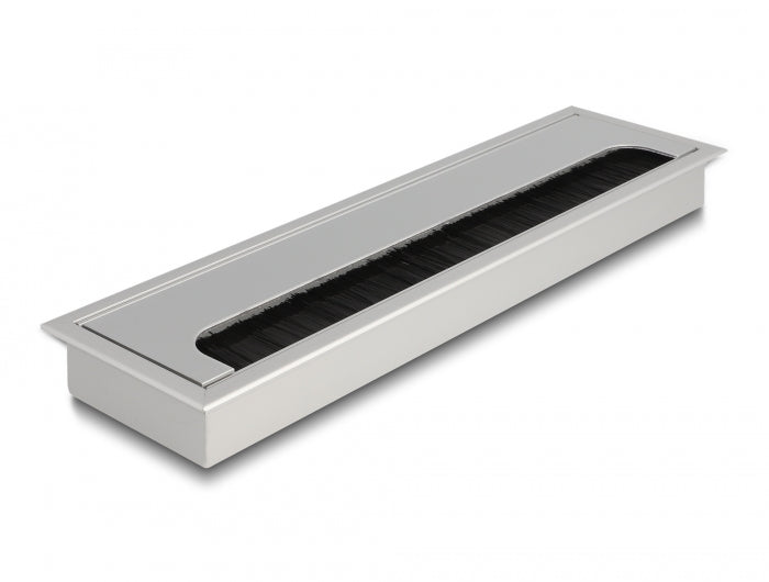 Delock Kabeldurchführung für Tischeinbau mit Bürste 280 x 80 x 28 mm silber