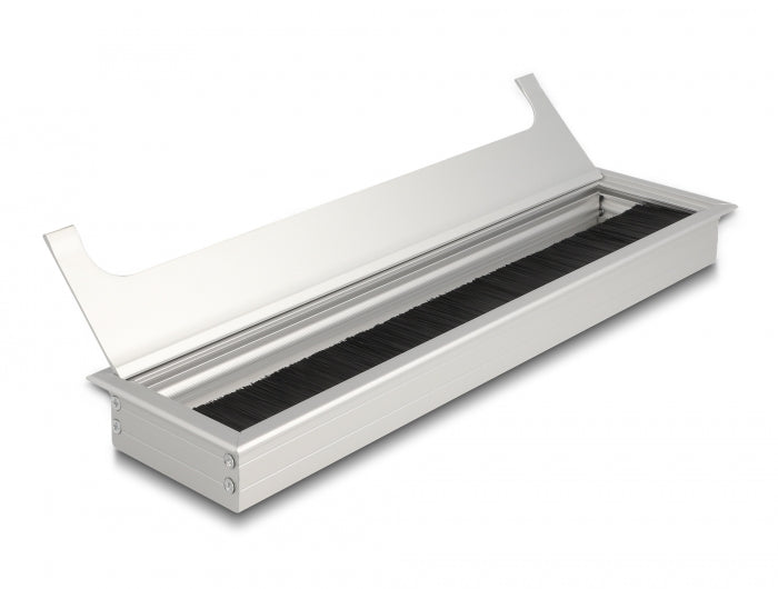 Delock Kabeldurchführung für Tischeinbau mit Bürste 300 x 80 x 28 mm silber
