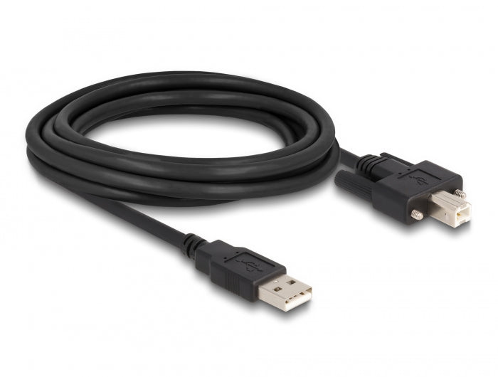 Delock Kabel USB 2.0 Typ-A Stecker zu Typ-B Stecker mit Schrauben 3 m