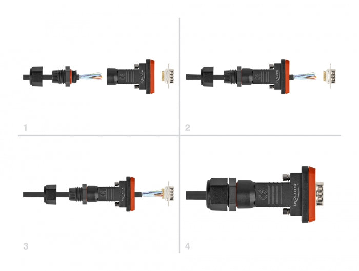 Delock D-Sub HD 26 Pin Stecker mit Gehäuse IP67 wasserfest