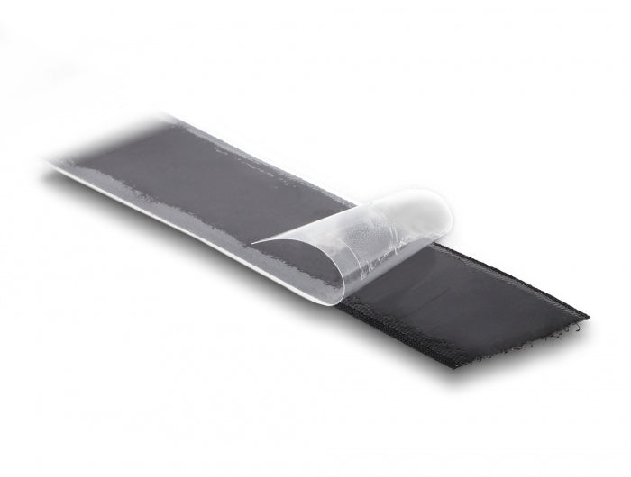 Delock Strapazierfähiges Klettband selbstklebend mit Haft- und Flauschband L 15 m x B 25 mm schwarz