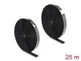 Delock Strapazierfähiges Klettband selbstklebend mit Haft- und Flauschband L 25 m x B 25 mm schwarz