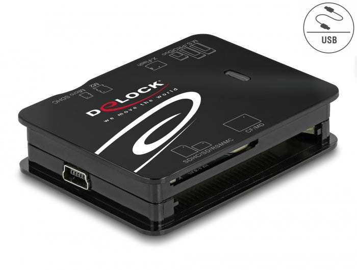 Delock USB 2.0 Card Reader für CF / SD / Micro SD / MS / xD / M2 Speicherkarten