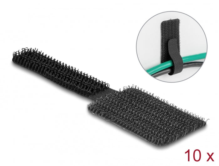 Delock Mini Klett-Kabelhalter L 90 mm x B 24 mm selbstklebend 10 Stück schwarz
