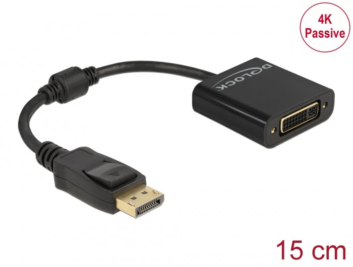 Delock Adapter DisplayPort 1.2 Stecker zu DVI Buchse 4K Passiv schwarz