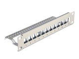 Delock 10″ Keystone Patchpanel 12 Port mit Entlastungsschiene 1 HE grau