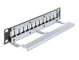 Delock 10″ Keystone Patchpanel 12 Port mit Entlastungsschiene 1 HE schwarz