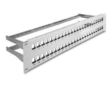 Delock 19″ Keystone Patchpanel 48 Port mit Entlastungsschienen 2 HE grau