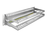 Delock 19″ Keystone Patchpanel 48 Port mit Entlastungsschienen 2 HE grau