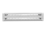 Delock 19″ Keystone Patchpanel 48 Port mit Entlastungsschienen 2 HE grau
