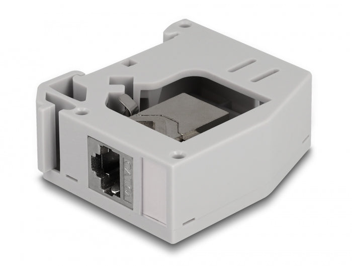 Delock Hutschienenadapter mit Keystone Modul RJ45 Buchse zu RJ45 Buchse Cat.6A