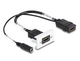 Delock Easy 45 HDMI 4K 60 Hz Modul mit DC Einspeisung 2,1 x 5,5 mm und Kabelpeitsche, 22,5 x 45 mm