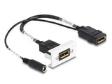 Delock Easy 45 DisplayPort 4K 60 Hz Modul mit DC Einspeisung 2,1 x 5,5 mm und Kabelpeitsche, 22,5 x 45 mm