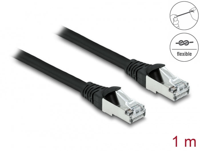 Delock RJ45 Netzwerkkabel Cat.6A S/FTP PUR Outdoor 1 m schwarz