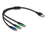 Delock USB Ladekabel 3 in 1 Typ-A zu Micro USB / 2 x USB Type-C™ 30 cm