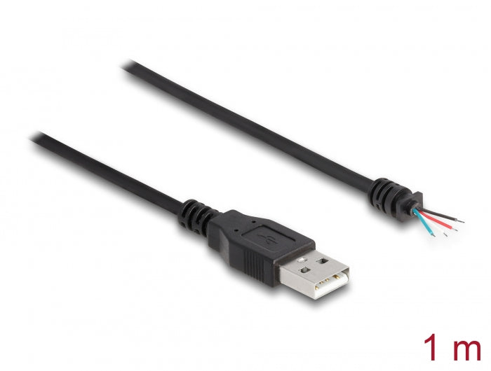 Delock Kabel USB 2.0 Typ-A Stecker zu 4 x offene Kabelenden 1 m schwarz