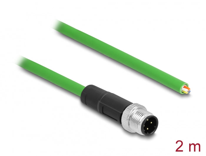 Delock Netzwerkkabel M12 D-kodiert 4 Pin zu offenen Kabelenden TPU 2 m