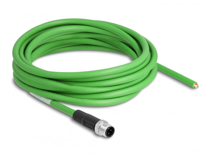 Delock Netzwerkkabel M12 D-kodiert 4 Pin zu offenen Kabelenden TPU 5 m