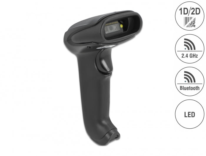 Delock Barcode Scanner 1D und 2D für 2,4 GHz, Bluetooth oder USB
