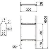BETTERMANN Kabelleiter 60x300x6000mm gel LCIS-Serie LCIS 630 6 A2 12000qmm
