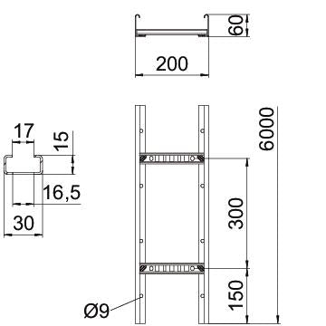 BETTERMANN Kabelleiter 60x200x6000mm gel LCIS-Serie LCIS 620 6 FS 8000qmm vz