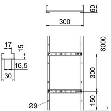 BETTERMANN Kabelleiter 60x300x6000mm gel LCIS-Serie LCIS 630 6 FS 12000qmm vz