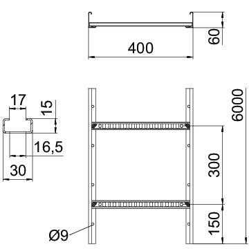 BETTERMANN Kabelleiter 60x400x6000mm gel LCIS-Serie LCIS 640 6 FS 16000qmm vz