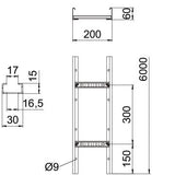 BETTERMANN Kabelleiter 60x200x6000mm gel LCIS-Serie LCIS 620 6 FT 8000qmm f/vz