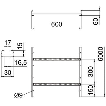 BETTERMANN Kabelleiter 60x600x6000mm gel LCIS-Serie LCIS 660 6 FT 24000qmm f/vz