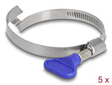 Delock Schlauchschelle Edelstahl 400 mit Brücke linksgängig und Flügelmutter 50 - 65 mm 5 Stück