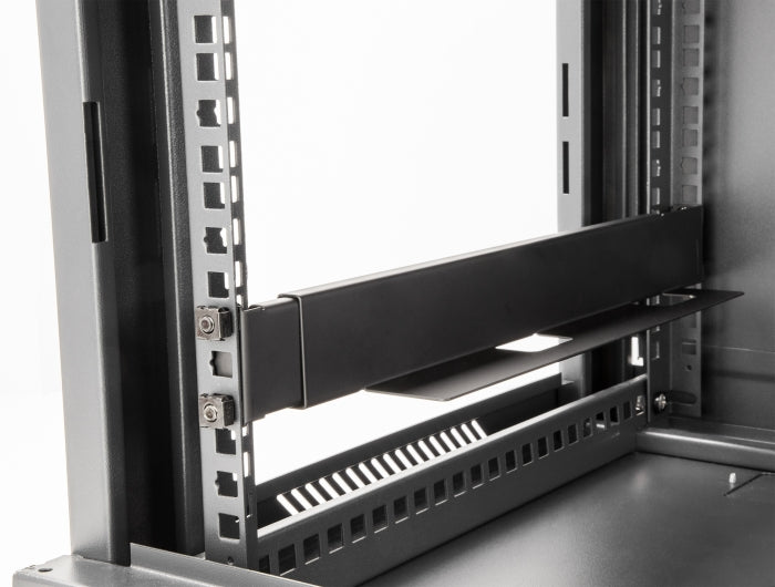 Delock 19″ Tragschiene längenverstellbar 368 - 600 mm für Netzwerkschrank 1 HE schwarz 2 Stück