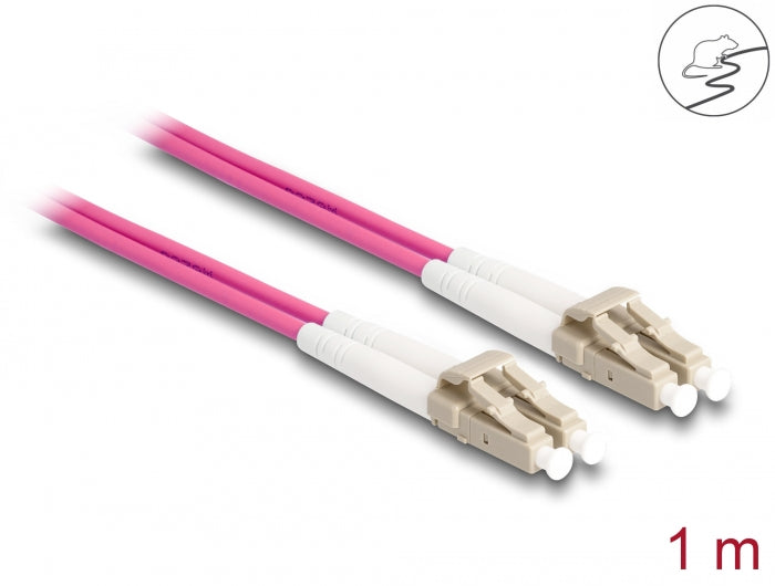 Delock LWL Kabel mit Metallarmierung LC Duplex zu LC Duplex Multimode OM4 1 m