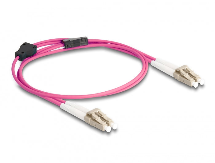 Delock LWL Kabel mit Metallarmierung LC Duplex zu LC Duplex Multimode OM4 1 m