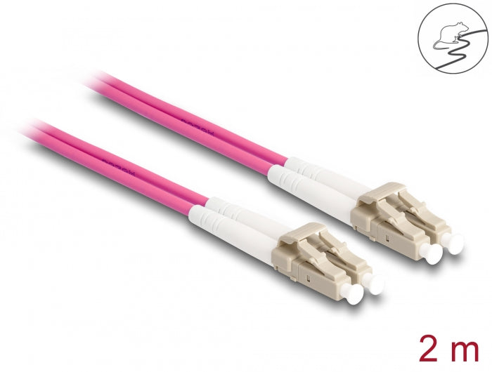 Delock LWL Kabel mit Metallarmierung LC Duplex zu LC Duplex Multimode OM4 2 m