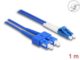 Delock LWL Kabel mit Metallarmierung LC Duplex zu SC Duplex Singlemode OS2 1 m