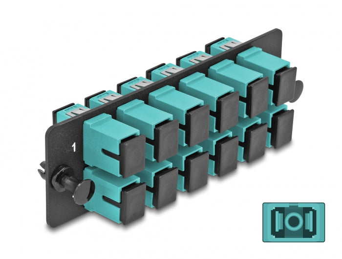 Delock LWL Adapter Panel SC Simplex OM4 12 Port aqua