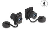 Delock D-Typ Modul USB 5 Gbps Typ-A Buchse zu USB 5 Gbps Typ-A Buchse mit Verschlusskappe IP67 staub- und wasserdicht