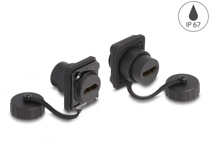 Delock D-Typ Modul HDMI-A Buchse zu HDMI-A Buchse mit Verschlusskappe IP67 staub- und wasserdicht