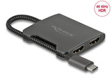Delock USB Type-C™ Splitter (DP Alt Mode) zu 2 x HDMI MST 4K 60 Hz