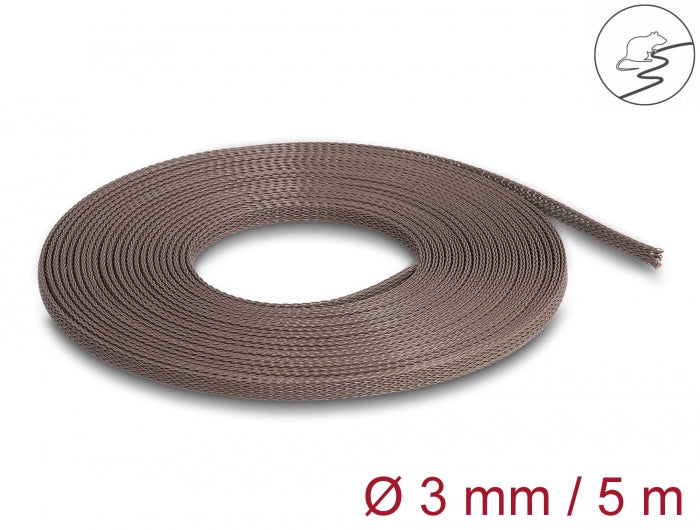 Delock Geflechtschlauch nagerfest dehnbar 5 m x 3 mm braun