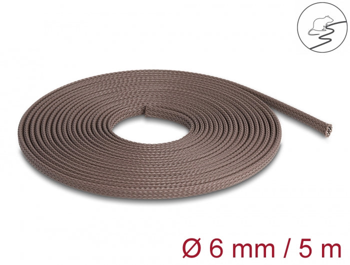 Delock Geflechtschlauch nagerfest dehnbar 5 m x 6 mm braun