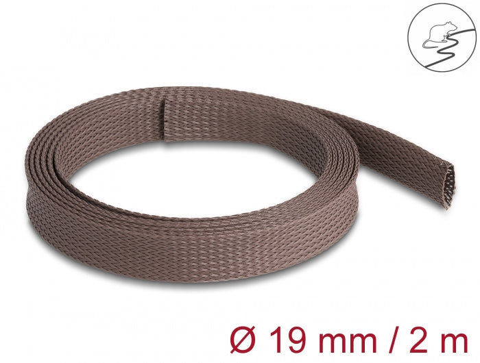 Delock Geflechtschlauch nagerfest dehnbar 2 m x 19 mm braun